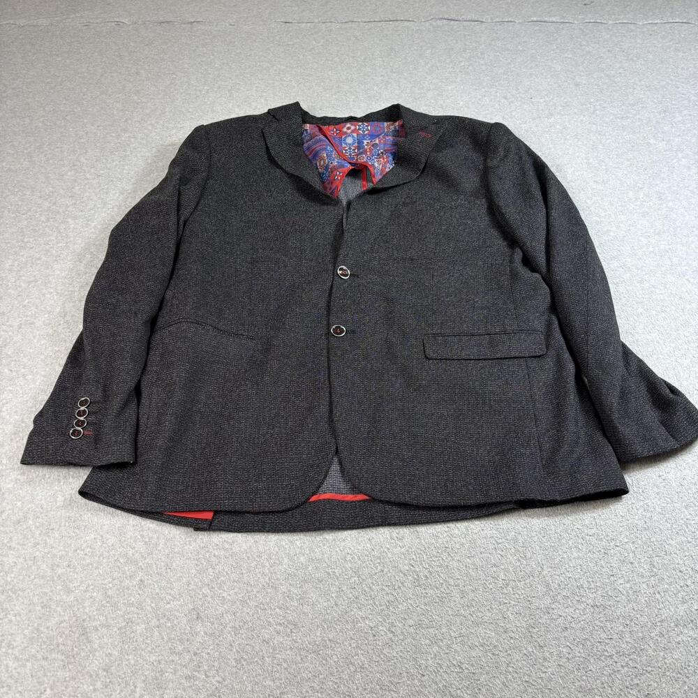 Spazio Blazer Mens Medium Gray Sport Coat Red Print Lining Jacket Heritage READ